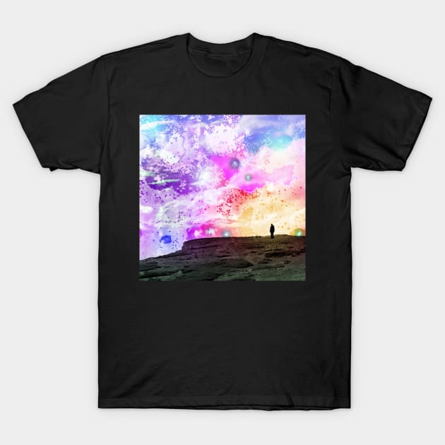 Wanderer in the Sea of Stars T-Shirt by Joepokes